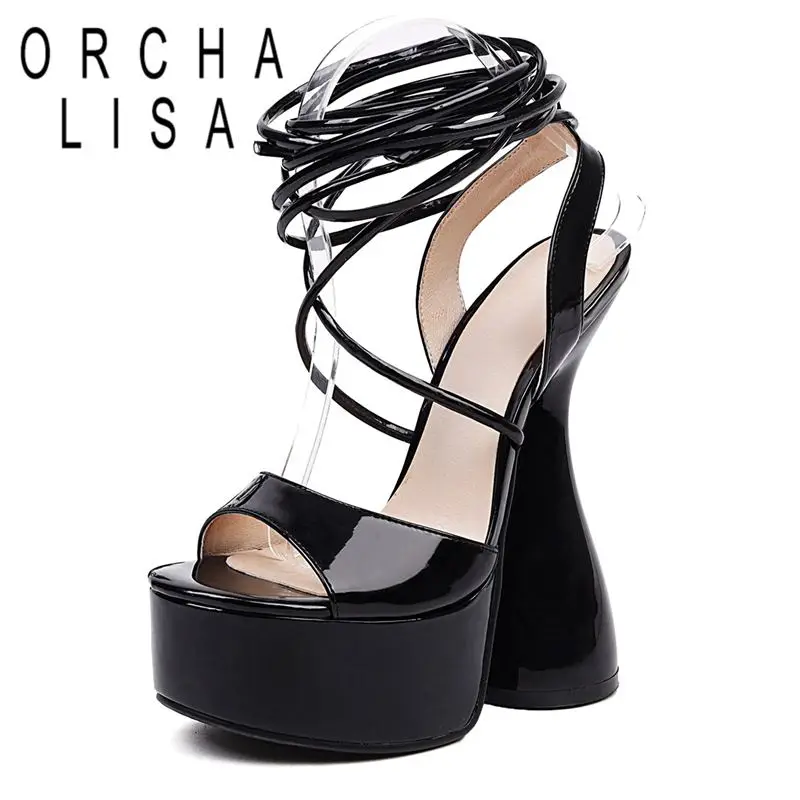 ORCHA LISA Patent Leather 2022 Ladies Sandals Peep Toe Strange Heel Crossover Strap Big Size 34-43 Black Sexy Female Shoes S3934
ORCHA LISA Patent Leather 2022 Ladies Sandals Peep Toe Strange Heel Crossover Strap Big Size 34-43 Black Sexy Female Shoes S3934