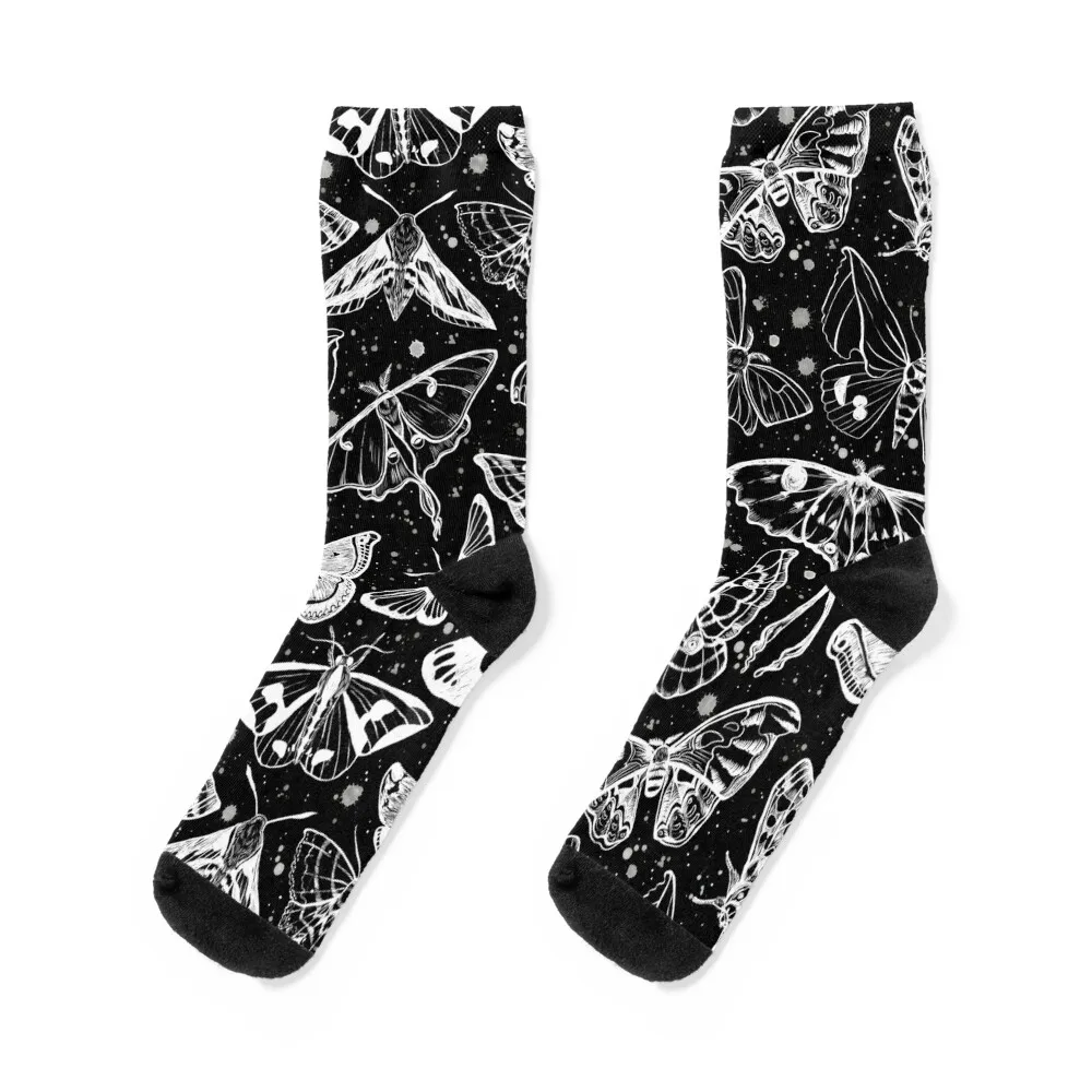 

Moth Magic on Black Socks custom sports stockings luxe Mens Socks Women's