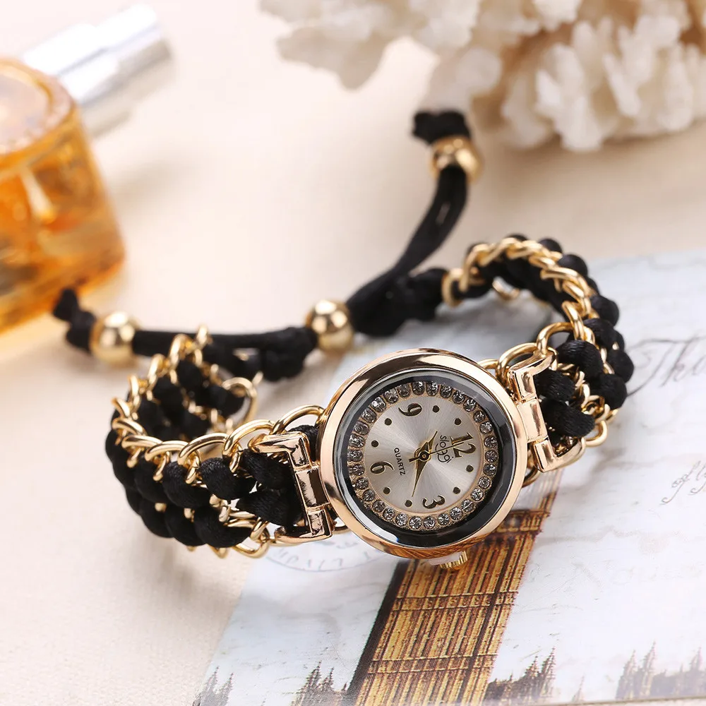 

Women Knitting Rope Chain Winding Analog Quartz Movement Wrist Watch Fashionable Simple Style Quartz Wristwatch Reloj Mujer