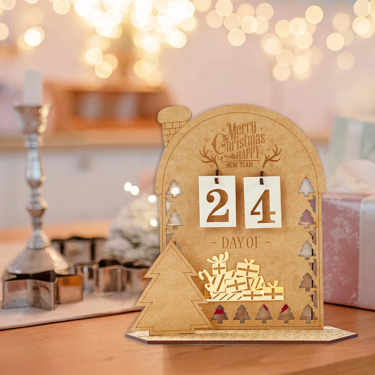 

Merry Christmas Wooden Count Down Calendar Elk Snowman Deer Calendar Ornaments Home Desktop Decoration Happy New Year Gifts