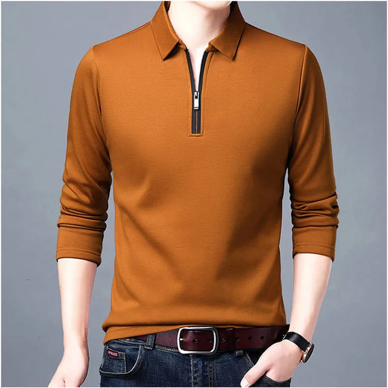 Men's Solid Color Lapel Long Sleeved Polo Shirt With Zippered Collar, Fashionable Spring And Autumn Thin Shirt, Casual Loose Top
Men's Solid Color Lapel Long Sleeved Polo Shirt With Zippered Collar, Fashionable Spring And Autumn Thin Shirt, Casual Loose Top