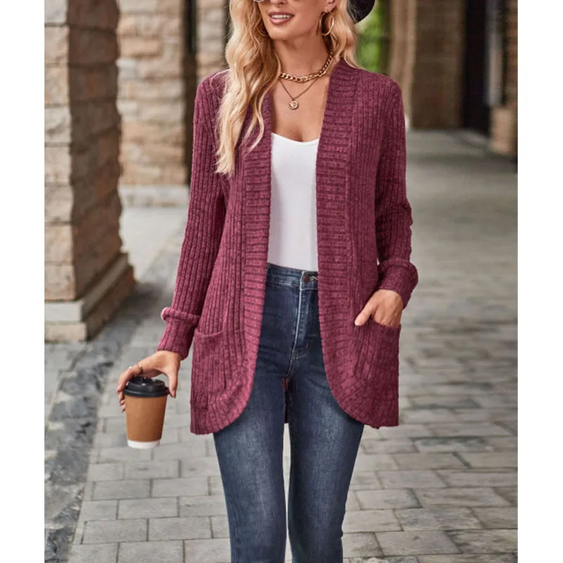 Autumn and Winter New Solid Color Screw Thread Pockets Casual Knitted Spliced Long Sleeve Fashion Loose Women's Sweaters Tops
Autumn and Winter New Solid Color Screw Thread Pockets Casual Knitted Spliced Long Sleeve Fashion Loose Women's Sweaters Tops