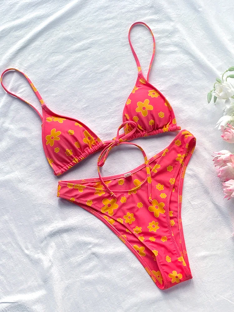Rinabe floral impressão bikini 2021 biquini string maiô de corte alto