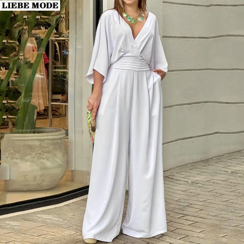 Women Casual Chiffon Jumpsuit Summer Short Batwing Sleeve Overalls Sexy V Neck Backless Nipped Waist Loose Wide Leg Pants Romper
Women Casual Chiffon Jumpsuit Summer Short Batwing Sleeve Overalls Sexy V Neck Backless Nipped Waist Loose Wide Leg Pants Romper