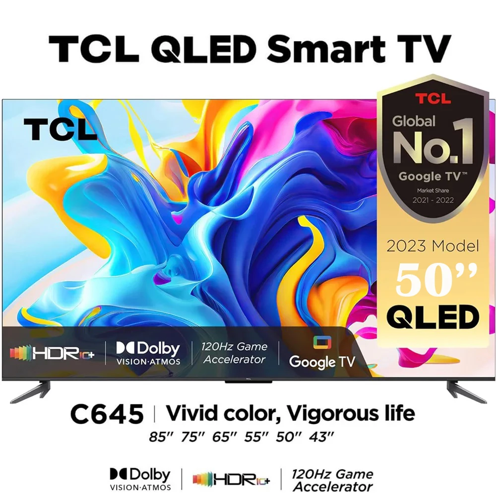 TCL 50‘’ C655 4K QLED Pro, Google TV, Dolby Vision, HDR10+, AirPlay2, Built-in Receiver
TCL 50‘’ C655 4K QLED Pro, Google TV, Dolby Vision, HDR10+, AirPlay2, Built-in Receiver