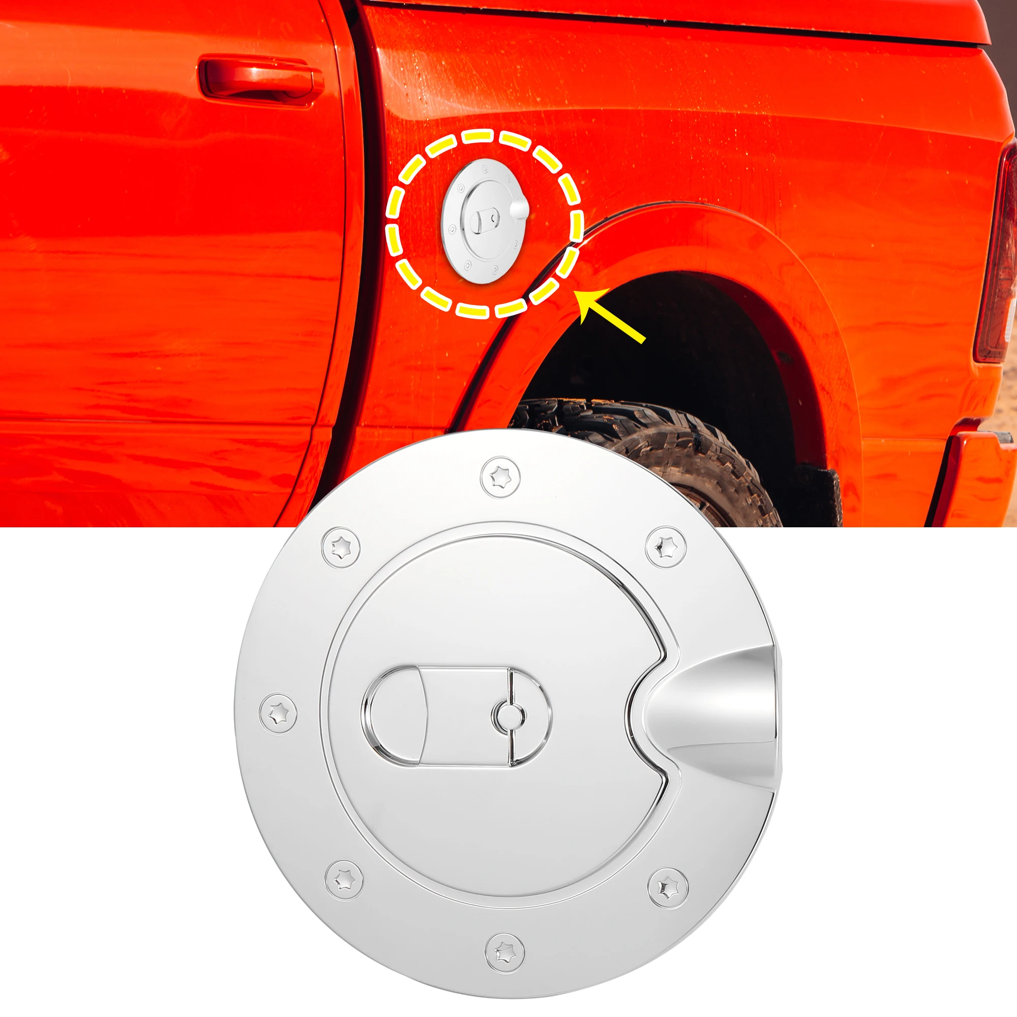 X Autohaux Rear Gas Door Cover Fuel Tank Cap Filler Cover Decoration for Dodge for Ram 1500 2500 - Pack of 1 Silver Tone
X Autohaux Rear Gas Door Cover Fuel Tank Cap Filler Cover Decoration for Dodge for Ram 1500 2500 - Pack of 1 Silver Tone