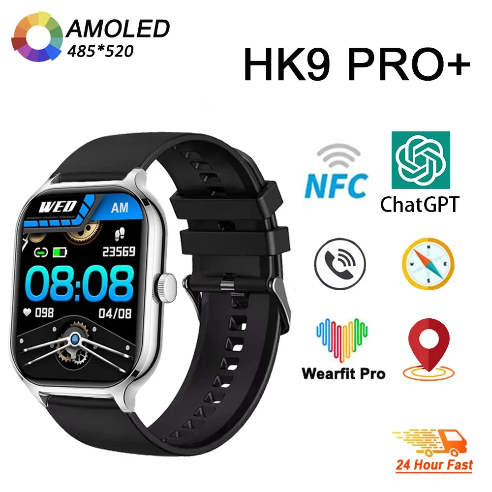 

2024 New Smart Watch 9 HK9 Pro Plus Men Women AMOLED HD Screen Heart Rate Blood Pressure NFC Bluetooth Call Smartwatch for Sport