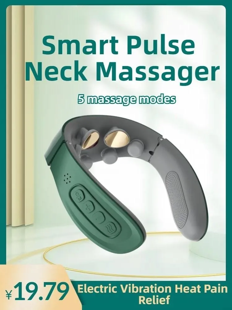 

Smart Pulse Neck Massager Electric Vibration Heat Pain Relief Cordless Intelligent Deep Tissue Trigger Point Shoulder Cervical