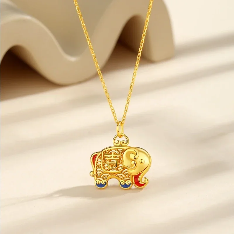 

S925 Sterling Silver Necklace Auspicious Elephant Pendant Women Collarbone Chain Ruyi High End Fashion Niche Holiday Gift
