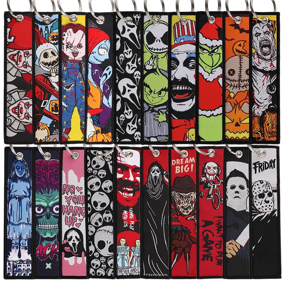 Wholesale Halloween Horror Series Embroidered Key Tag Keychains for Women Men Keyring Car Keys Fashion Jewelry Accessories 20PCS
Wholesale Halloween Horror Series Embroidered Key Tag Keychains for Women Men Keyring Car Keys Fashion Jewelry Accessories 20PCS