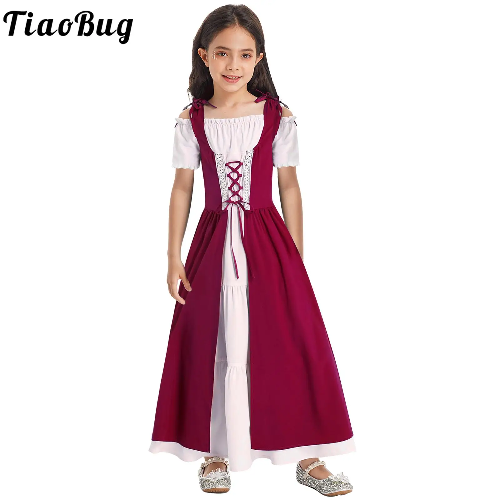 Kids Girls Medieval Renaissance Costume Halloween Cosplay Party Fancy Dress Up Short Sleeve Lace-up Ruffled Dress Vintage Gown
Kids Girls Medieval Renaissance Costume Halloween Cosplay Party Fancy Dress Up Short Sleeve Lace-up Ruffled Dress Vintage Gown