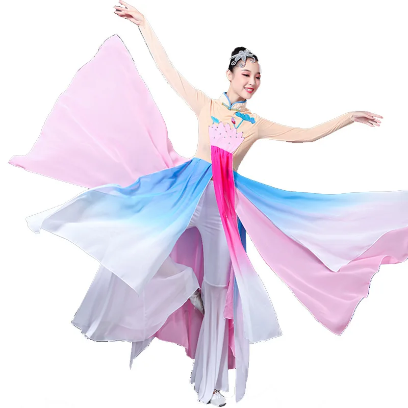 

Ladies new classical dance elegant costume fresh and elegant performance costume Chinese national water lotus umbrella dance