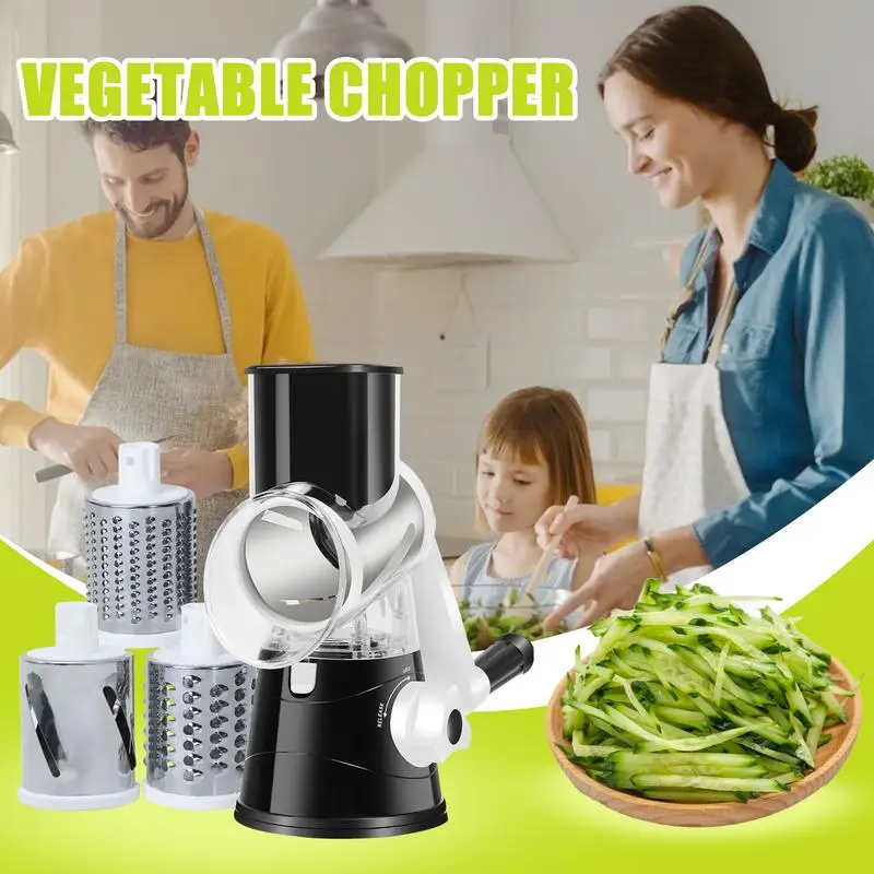 

Rotary Cheese Grater Shredder Kitchen Manual Vegetable Slicer Nuts Grinder handheld 3 Drum Blades food Cheese Potato Chopper