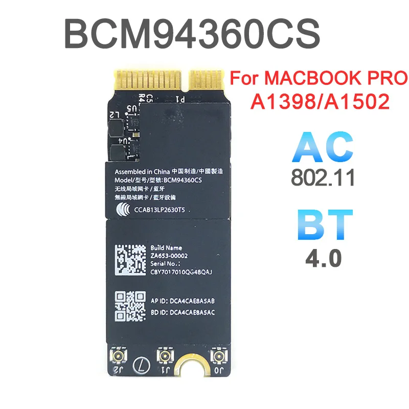 

Original BCM94360CS For Macbook Pro Retina 13" 15" A1398 A1502 Wifi card Bluetooth 4.0 Airport Card 2013 2014 Year
