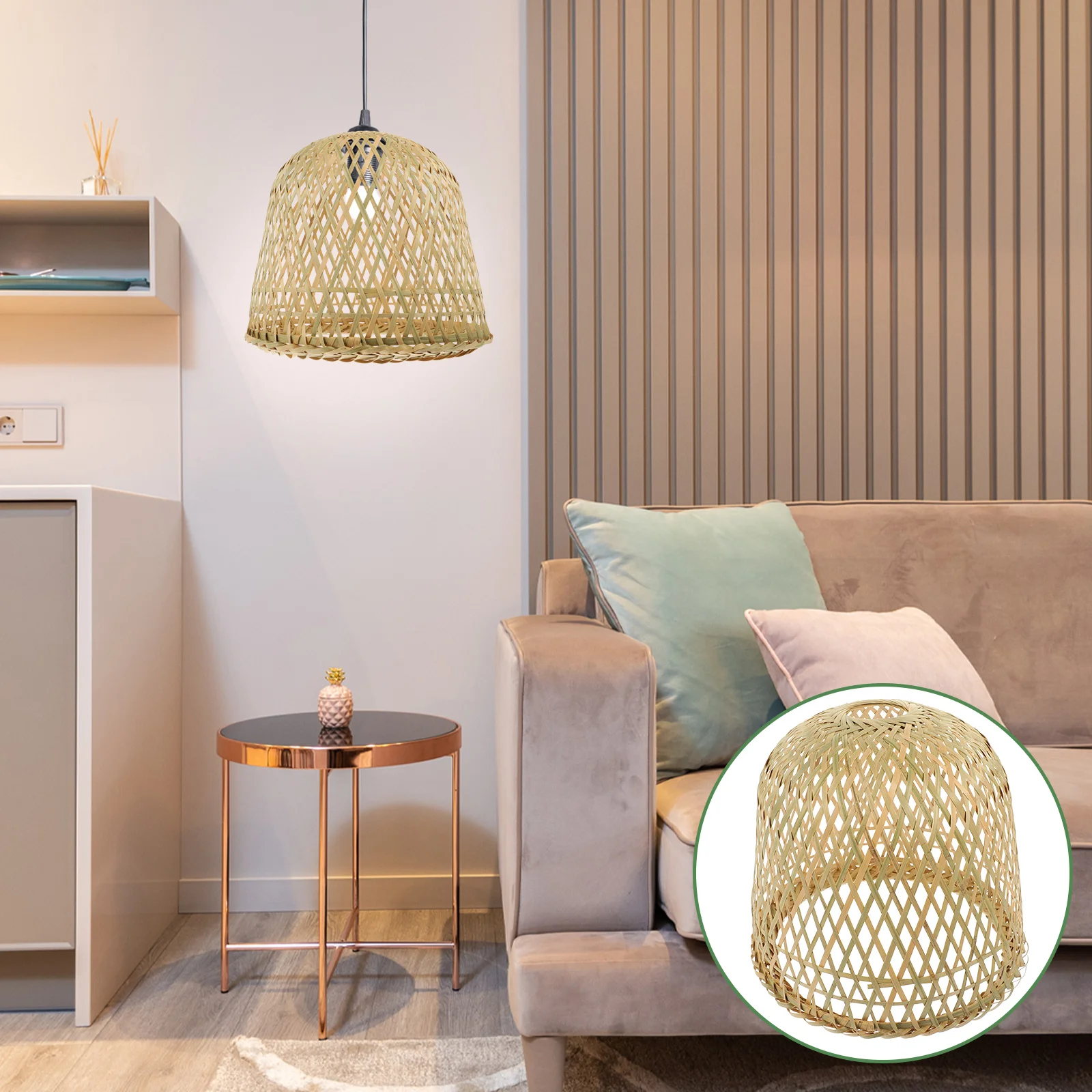 

Lamp Shade Light Cover Lampshade Pendant Bamboo Rattan Ceiling Shades Wicker Woven Boho Chandelier Hanging Table Bulb Floor Cage