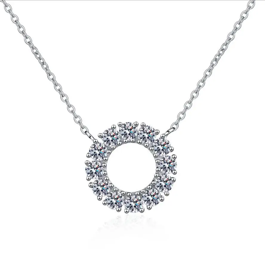 3MM 1.2cttw D Color Moissanite Necklace Pendant For Women S925 Silver Round Circle Diamond Neck Chain Party Fine Jewelry
3MM 1.2cttw D Color Moissanite Necklace Pendant For Women S925 Silver Round Circle Diamond Neck Chain Party Fine Jewelry
