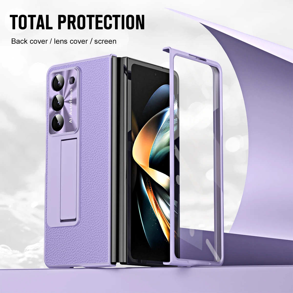 For Samsung Z Fold 5 Phone Case 360 Full Coverage Lychee leather holster Frosting Process,Anti-fingerprint ,With folding bracket
For Samsung Z Fold 5 Phone Case 360 Full Coverage Lychee leather holster Frosting Process,Anti-fingerprint ,With folding bracket