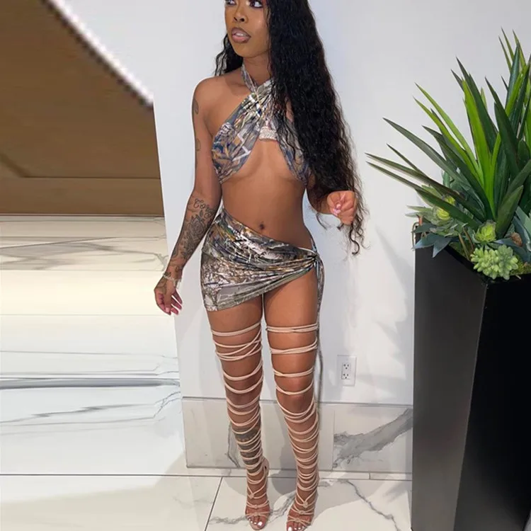 2023 Women's Set Beachwear Two Piece Shorts Suit Halter Sleeveless Suit Dress Leaf Printed Shorts Suit Women Bikini skirt sets
2023 Women's Set Beachwear Two Piece Shorts Suit Halter Sleeveless Suit Dress Leaf Printed Shorts Suit Women Bikini skirt sets