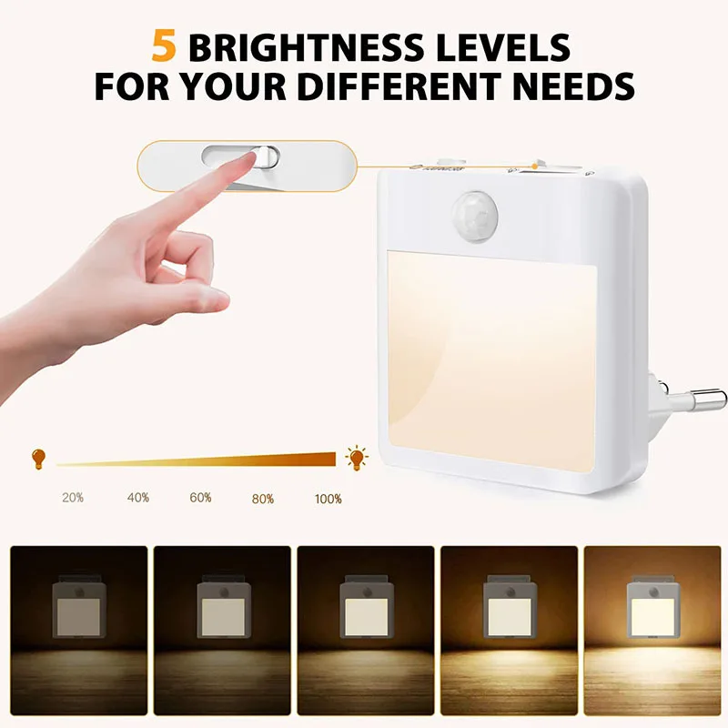 

2-Pack EU US UK AU Plug Light LED Night Light PIR Motion Sensor 1W 100-240V Plug Corridor Asile Wall Light Stair Night Light