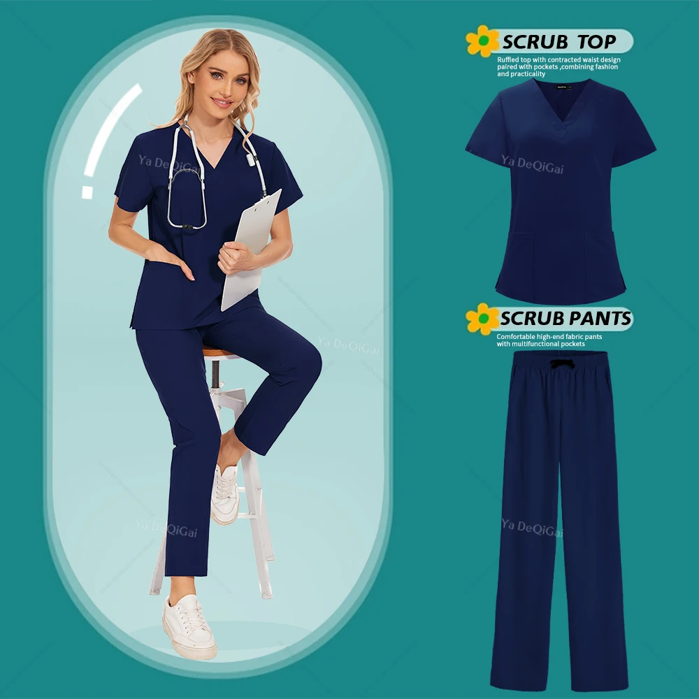 

Scrubs For Women Set Ultra Soft Stretch Medical Uniform Pocket Top With Jogger Pants Hospital Workwear Clinic Nurse Overalls