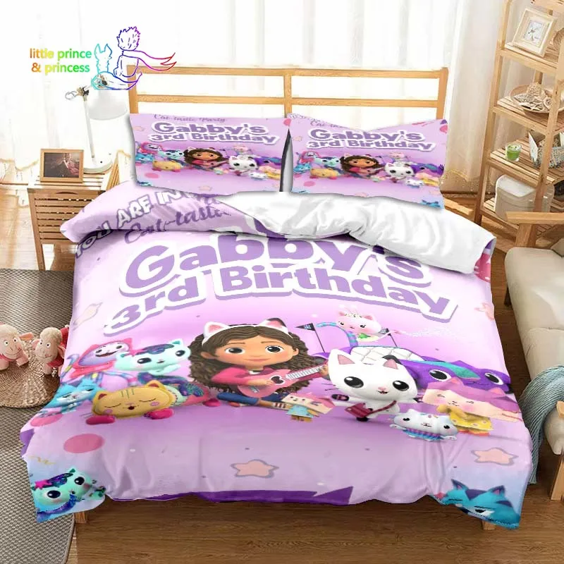 

Набор постельного белья для кукольного домика Gabby, мультяшный 3D комплект постельного белья, односпальный, двуспальный, полноразмерный, Королевский, для взрослых, для детской, подарок