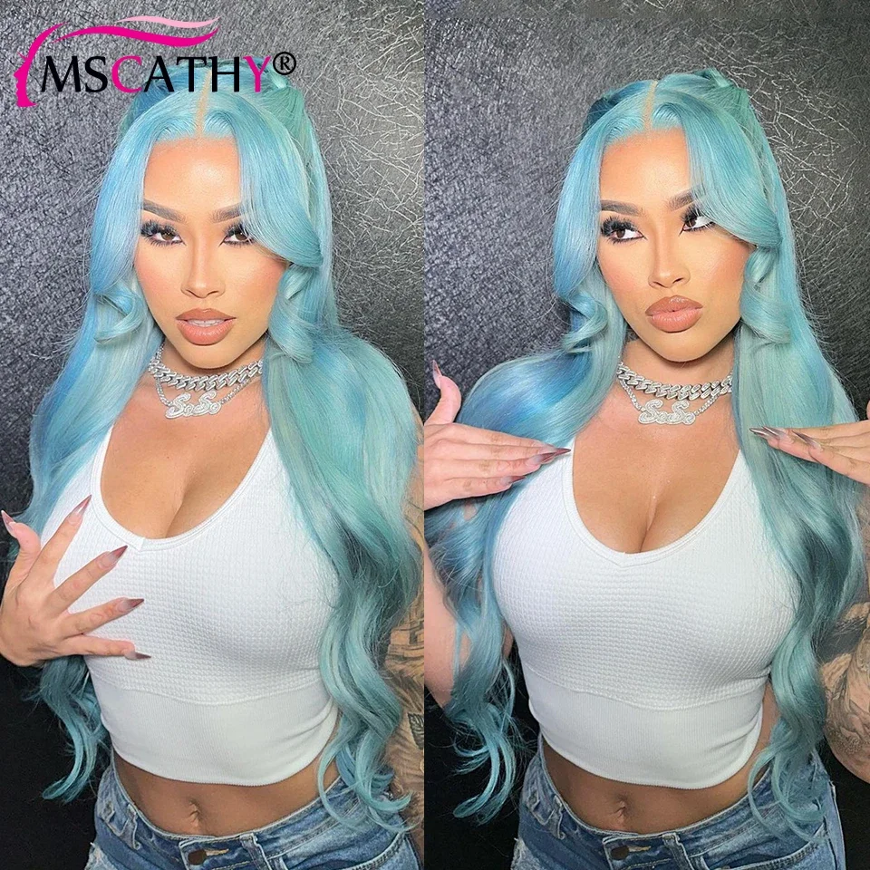 

13x4 Blue Lace Front Wig Natural Body Wave Brazilian Virgin Human Hair Wigs For Women Transparent HD Lace Frontal Wig Preplucked