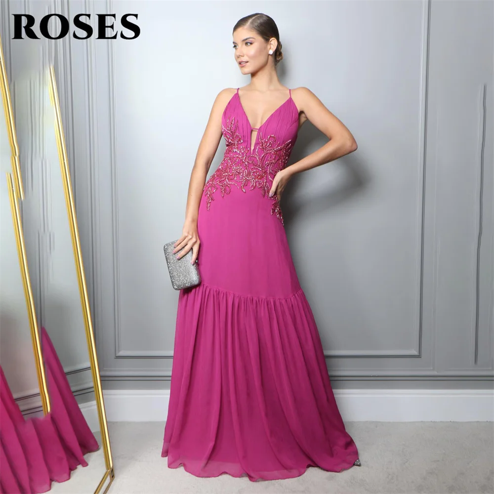 ROSES Fuchsia Spaghetti Strap Elegant Sexy Wedding Chiffion Party Dress Embroidery Celebrity Dresses Special Occasion Dresses
ROSES Fuchsia Spaghetti Strap Elegant Sexy Wedding Chiffion Party Dress Embroidery Celebrity Dresses Special Occasion Dresses