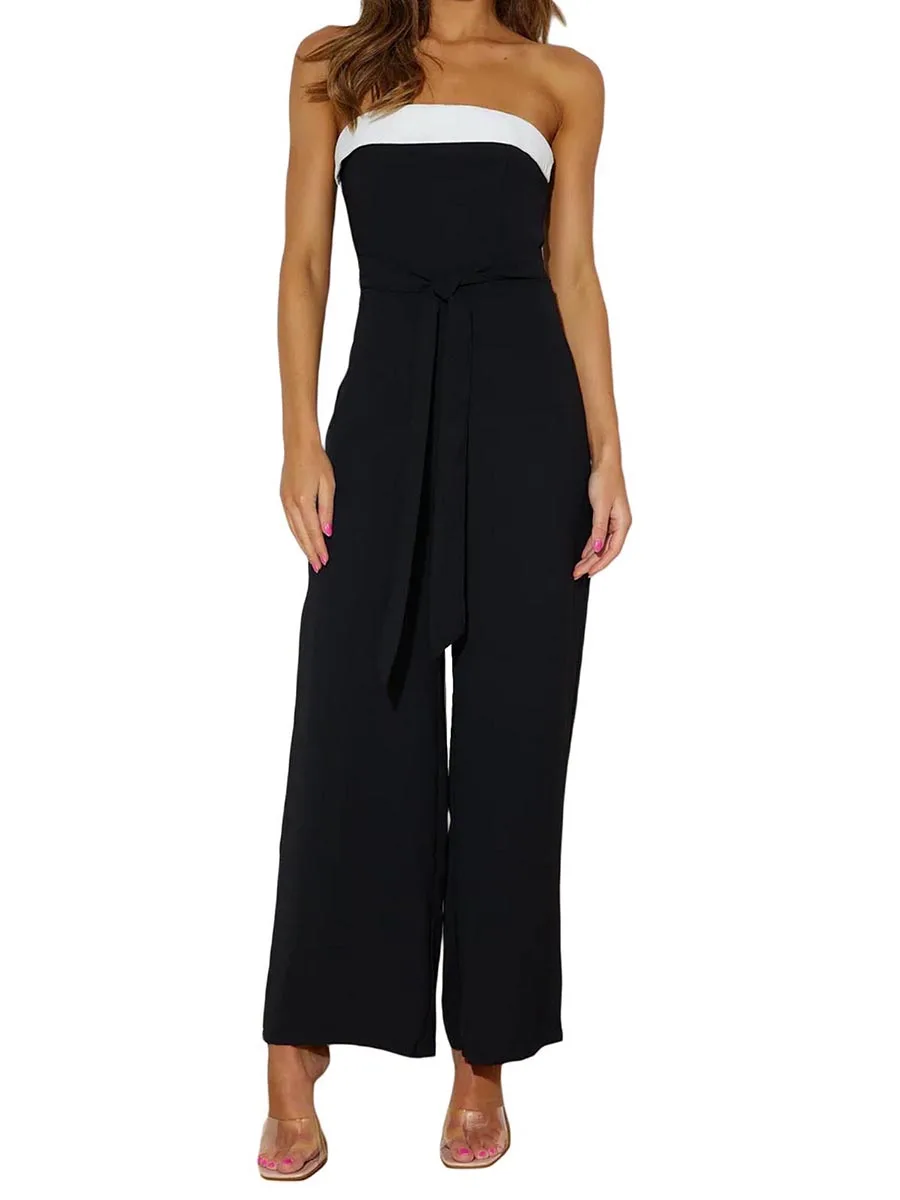 Summer Women Sleeveless Jumpsuit Contrast Color Strapless Wide Leg Pants Rompers Streetwear Clubwear
Summer Women Sleeveless Jumpsuit Contrast Color Strapless Wide Leg Pants Rompers Streetwear Clubwear