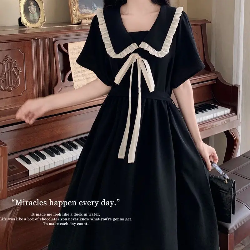 Preppy Style Doll Collar Ruffles Dresses Women's Clothing Stylish Spliced Summer Sweet Bow Drawstring A-Line Elegant Midi Dress
Preppy Style Doll Collar Ruffles Dresses Women's Clothing Stylish Spliced Summer Sweet Bow Drawstring A-Line Elegant Midi Dress