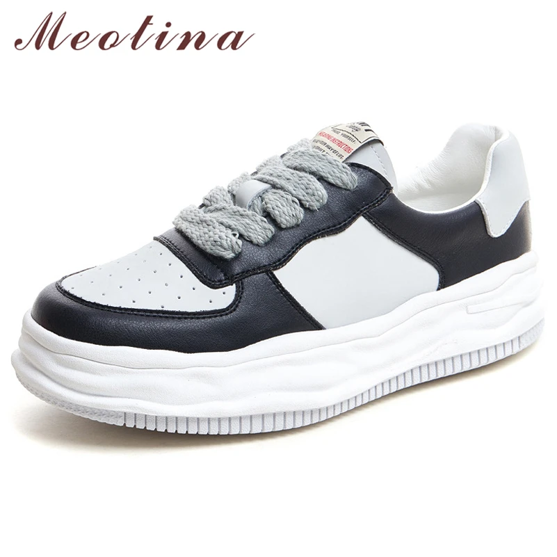 Meotina Women Shoes Genuine Leather Flat Platform Shoes Round Toe Lace Up Causal Ladies Footwear Spring Autumn Black White 40
Meotina Women Shoes Genuine Leather Flat Platform Shoes Round Toe Lace Up Causal Ladies Footwear Spring Autumn Black White 40