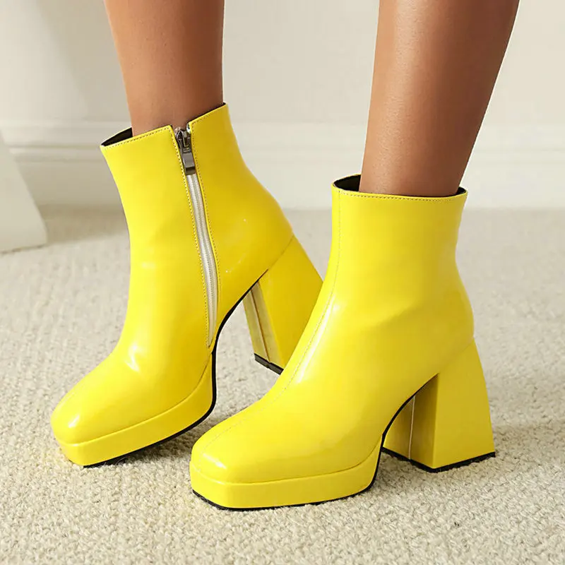 2024 Women Ankle Boots Platform Thick High Heel Ladies Short Boots Patent PU Leather Square Toe Zipper Dress Women's Boots
2024 Women Ankle Boots Platform Thick High Heel Ladies Short Boots Patent PU Leather Square Toe Zipper Dress Women's Boots