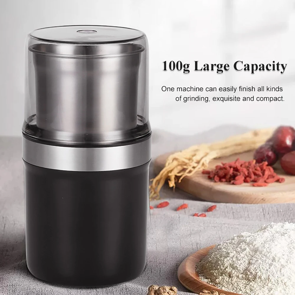 AC 100V-240V Coffee Grinder 304 Stainless Steel Electric Small Pulverizer 100G Large Capacity
AC 100V-240V Coffee Grinder 304 Stainless Steel Electric Small Pulverizer 100G Large Capacity