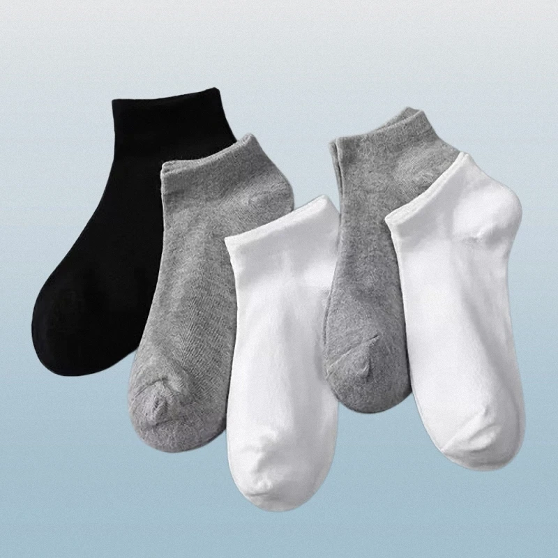 

5/10 Pairs Women Men Socks Low Cut Breathable Business Boat Sock Solid Color Comfortable Ankle Thin Casual White Black Summer