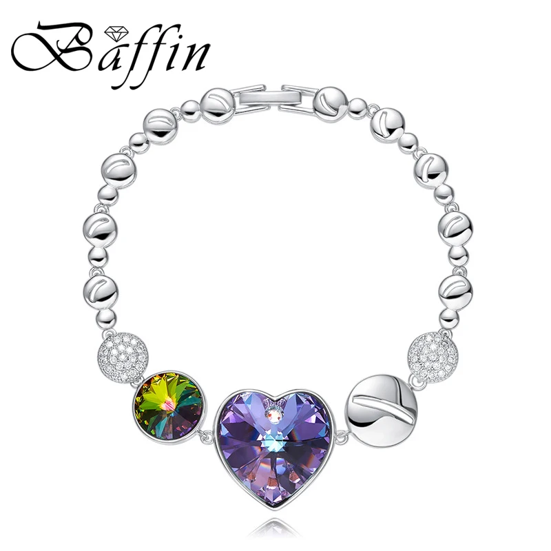 

Baffin Chic Beads Bracelets Bangles Heart Crystals From Austria Silver Color Wrap Bracelet Hand Jewelry For Women Wedding
