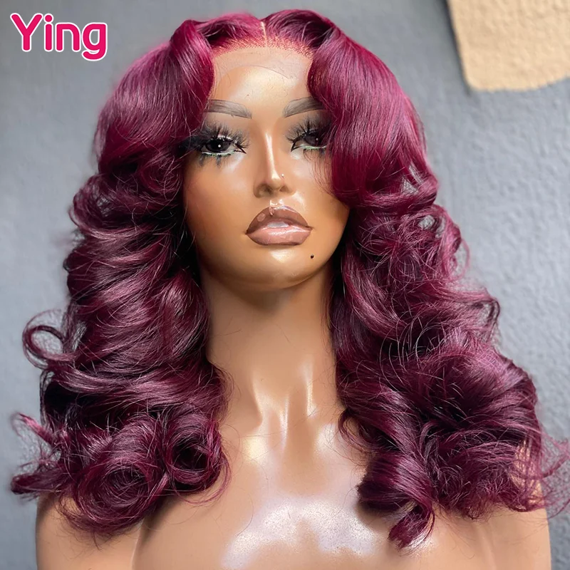 

Ying Hair Body Wave 200% 13x6 Lace Frontal Wig Dark Burgundy 12A Remy 13x4 Lace Front Wig PrePlucked 5x5 Transparent Lace Wig