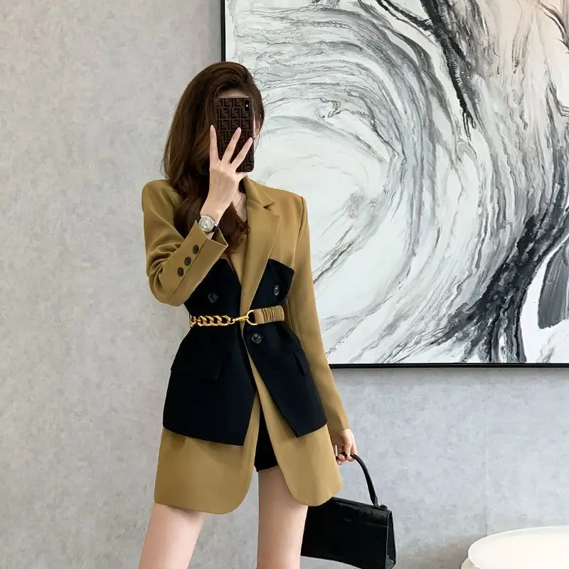 New Design Blazer Women Fashion New Loose Korean Spliced Single Breasted Blazer Mujer Femal with Belt
New Design Blazer Women Fashion New Loose Korean Spliced Single Breasted Blazer Mujer Femal with Belt