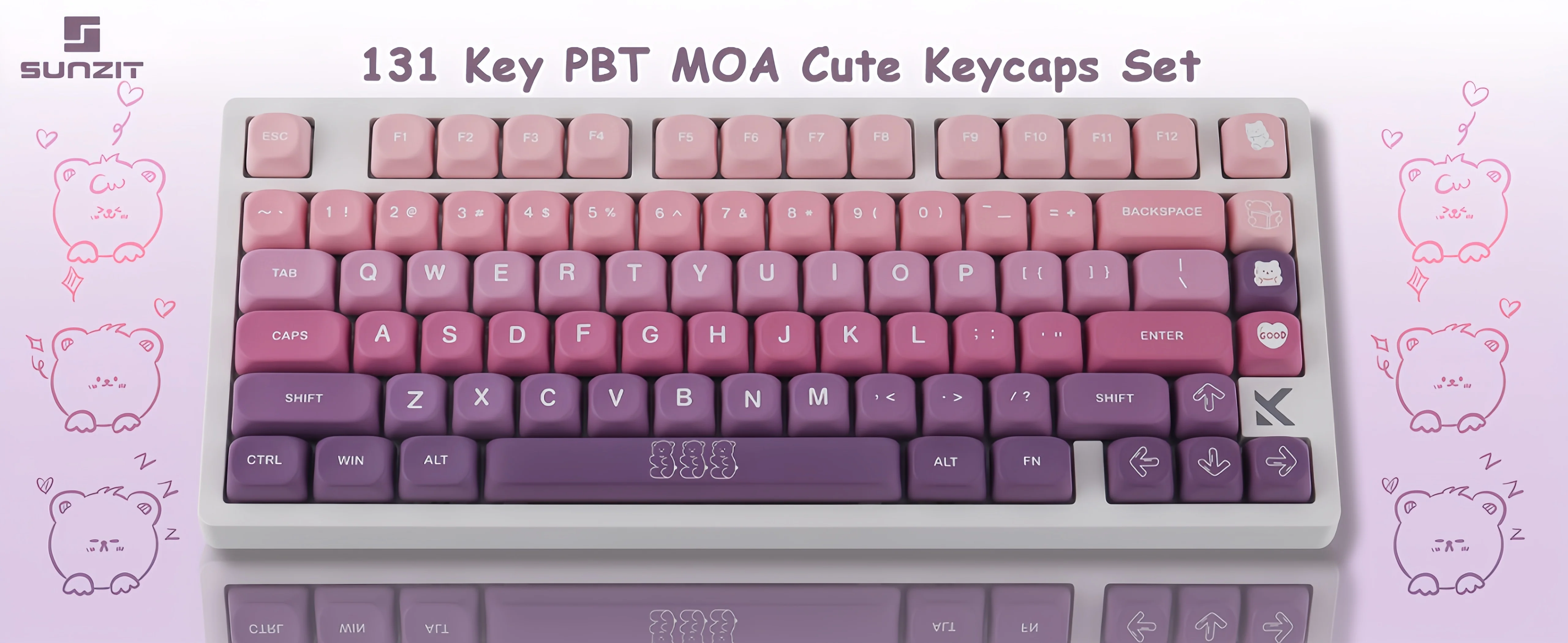 Purple themed MX switch compatible keycaps set