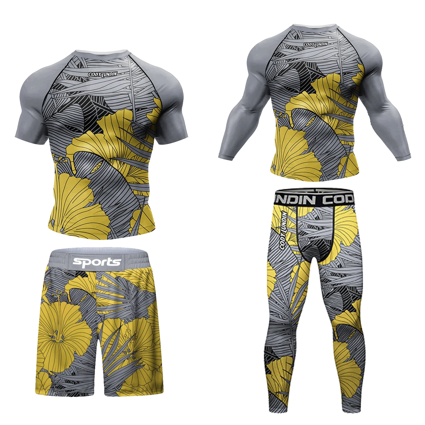 

Cody Lundin Manto MMA Brazilian Jiu Jitsu Kimono T-shirts Thai Boxing Shorts Stappling Pants Rashguard Men's Set with Logo
