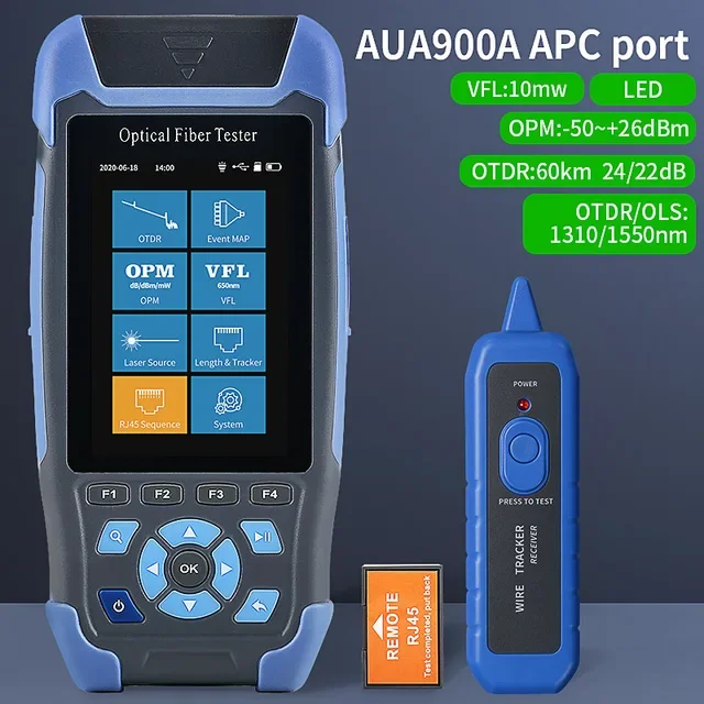 

AUA900D mini pro OTDR Reflectometer 9 functions in 1 device OPM OLS VFL Event Map RJ45 Ethernet Cable Sequence Distance Tracker