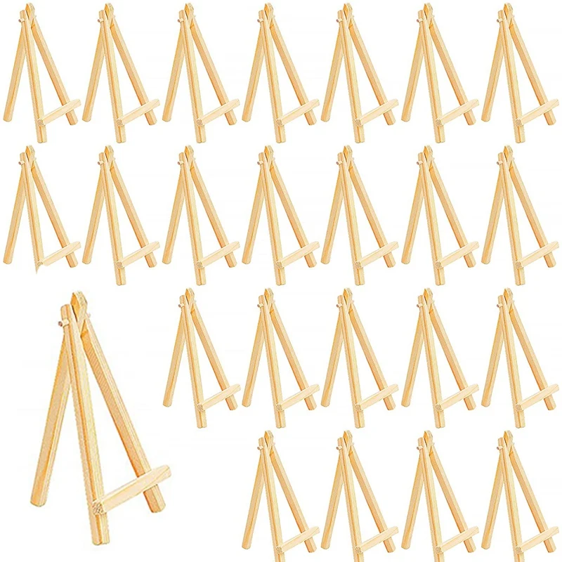 

24 Pcs Mini Easels Adjustable Mini Wooden Artist Triangle Easels Small Tabletop Easel For Wedding Business Card