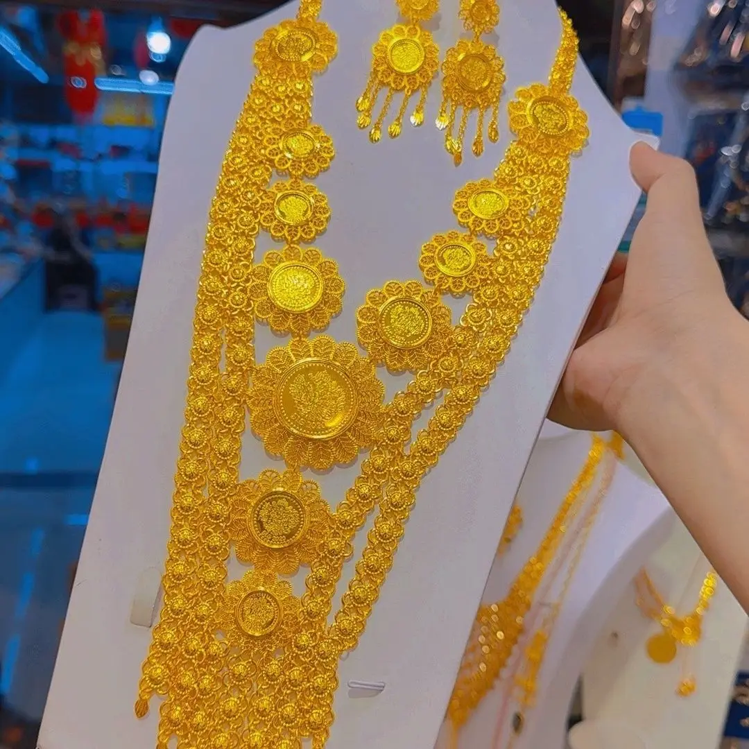 New Dubai 24K Gold Plated Necklace Earrings for Women's Wedding Party Jewelry Set 2 Mallzona S3305b4b5e26a4b07a0e1233eb1873ca15 New Dubai 24K Gold Plated Necklace Earrings for Women's Wedding Party Jewelry Set Mallzona