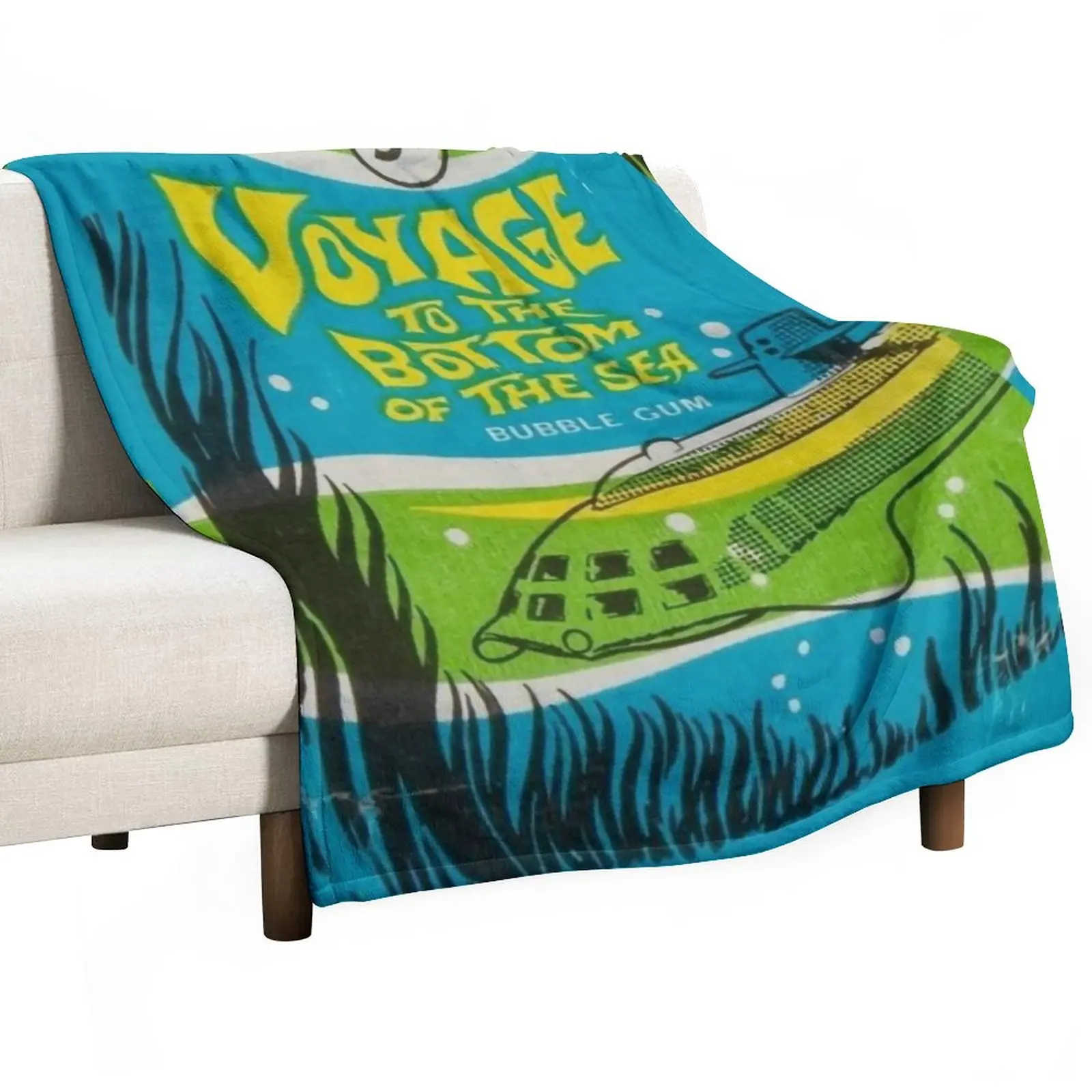 

New Voyage to the Bottom of the Sea - Bubble Gum Wax Pack - Vintage, Distressed Throw Blanket Blankets Sofas Of Decoration