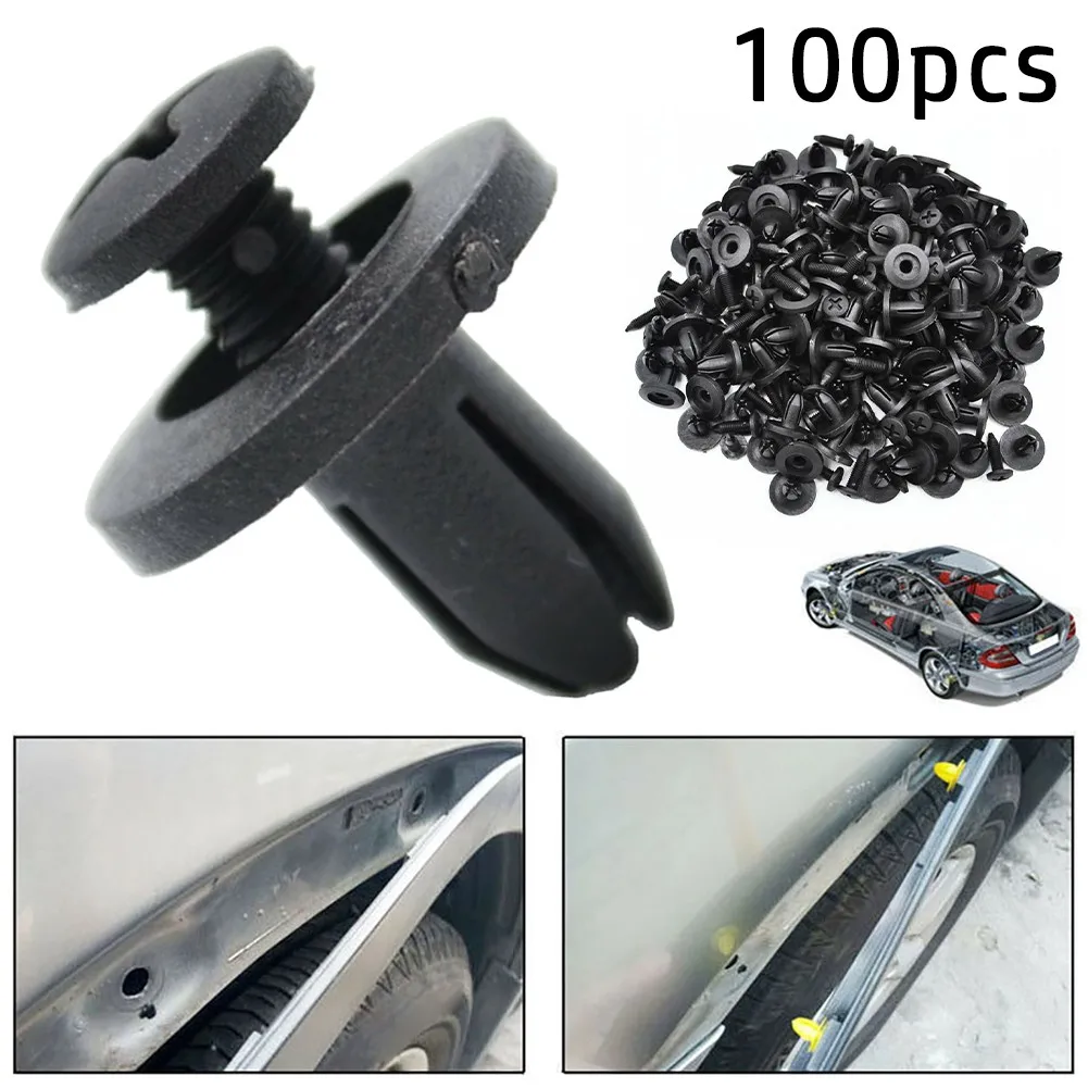 

100Pcs Car Truck Bumper Fender Rivet Fastener Clips 6mm Hole Black Door Rivet Plastic Clip Auto Fasteners Retainer Push Pin Clip