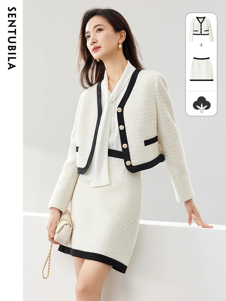 Sentubila Mini Sequin Skirt New Two Piece Set for Women 2024 Spring Tweed V-Neck Jacket Lady Fashion Short Skirts Sets 134Z52377
Sentubila Mini Sequin Skirt New Two Piece Set for Women 2024 Spring Tweed V-Neck Jacket Lady Fashion Short Skirts Sets 134Z52377