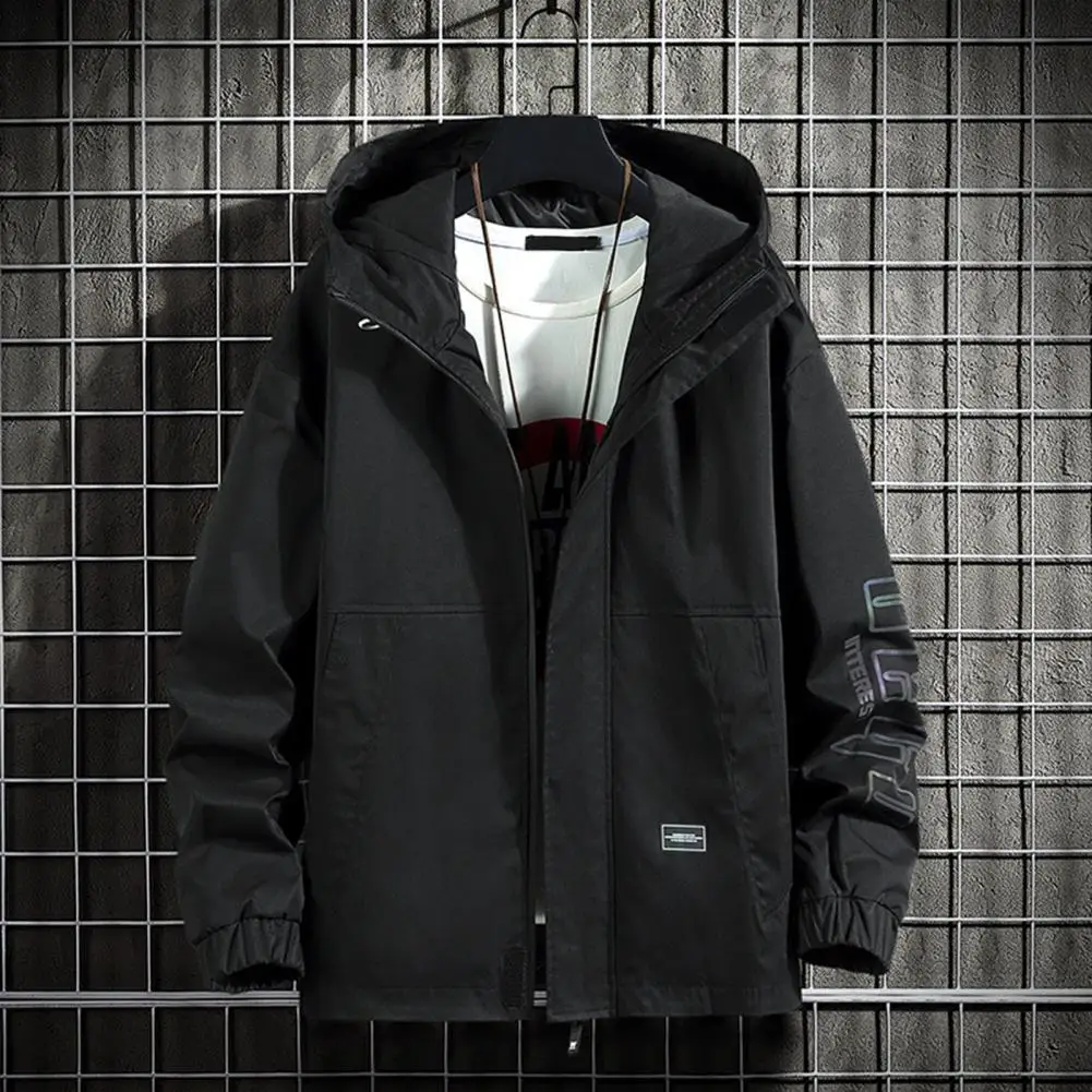 Fitted Solid Color Jacket Thick Warm Hooded Men's Jacket with Letter Print Zipper Closure Casual Mid Length Coat for Winter
Fitted Solid Color Jacket Thick Warm Hooded Men's Jacket with Letter Print Zipper Closure Casual Mid Length Coat for Winter