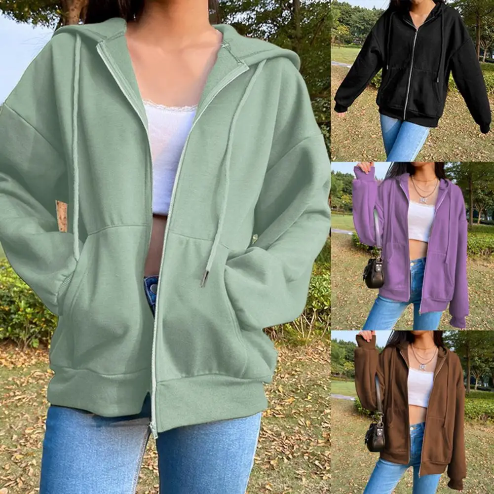 Autumn Fleece Hoodie Solid Color Hooded Korean Fashion Sweatshirts Long Sleeve Top Drawstring Pockets Loose Zipper Black Hoodies
Autumn Fleece Hoodie Solid Color Hooded Korean Fashion Sweatshirts Long Sleeve Top Drawstring Pockets Loose Zipper Black Hoodies