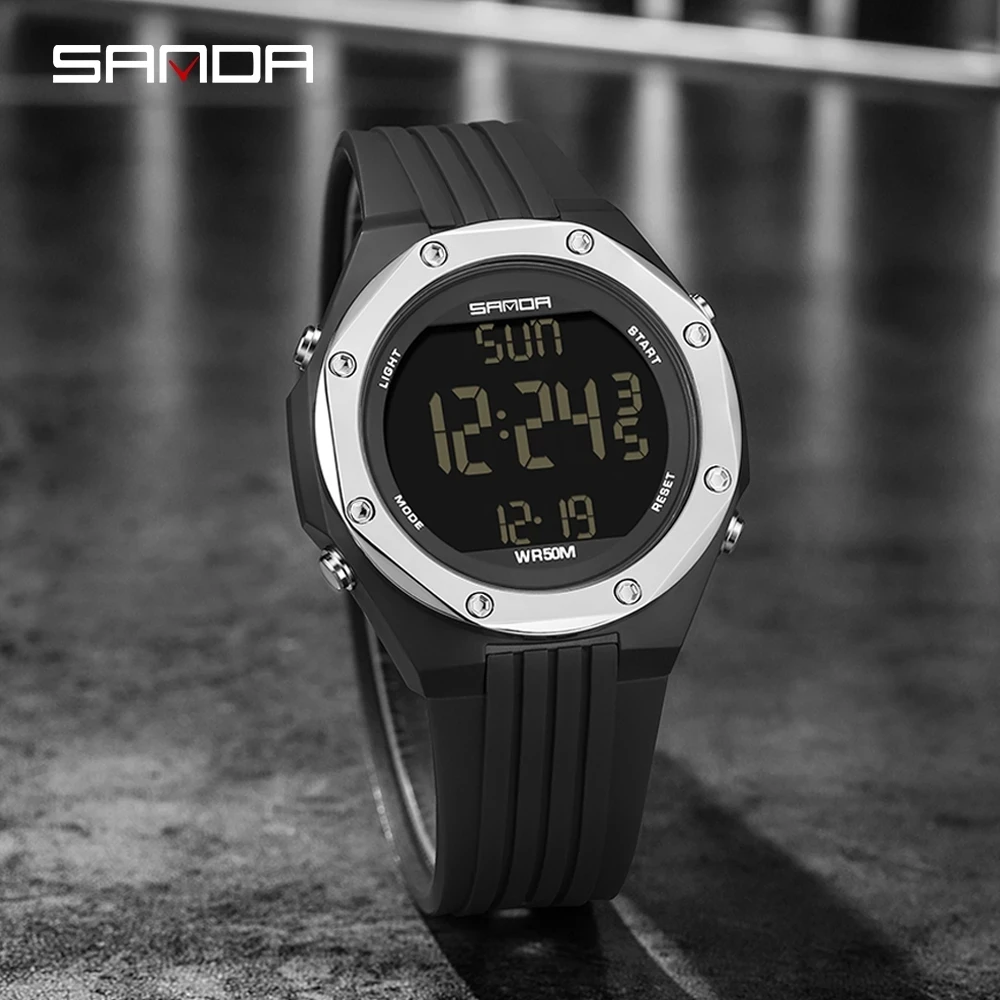 

SANDA New Sports Military Men's Watches 50M Waterproof LED Digital Watch Electronic Wristwatches for Male Relogio Masculino 6093