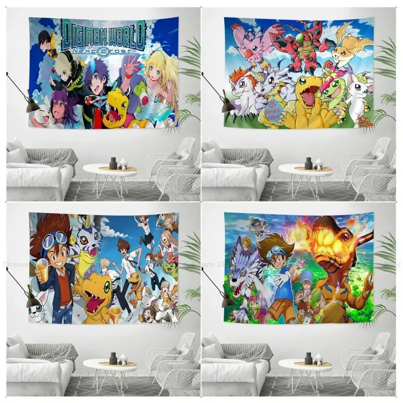 

Digimon Anime Tapestry Tapestry Art Printing Indian Buddha Wall Decoration Witchcraft Bohemian Hippie INS Home Decor