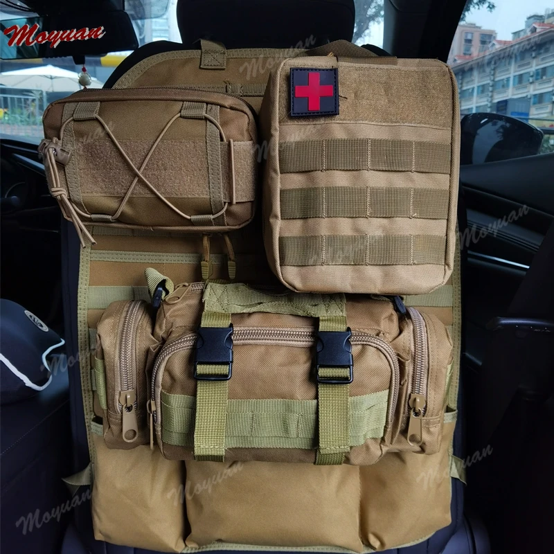 

Waterproof Mud Color Car Seat Back Organizers Tactical Molle Pouches Drawstring Pack First Aid Kit Waist Bags For All Vehicles