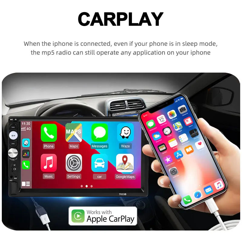 Car Radio 2Din 7'' Universal Stereo Receiver MirrorLink Capacitive Touch Screen Apple Carplay Android Auto Automotive multimedia
Car Radio 2Din 7'' Universal Stereo Receiver MirrorLink Capacitive Touch Screen Apple Carplay Android Auto Automotive multimedia